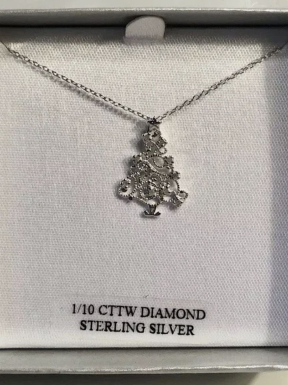 Macy's Sterling Silver Diamond-Accent Christmas Tree Pendant Necklace